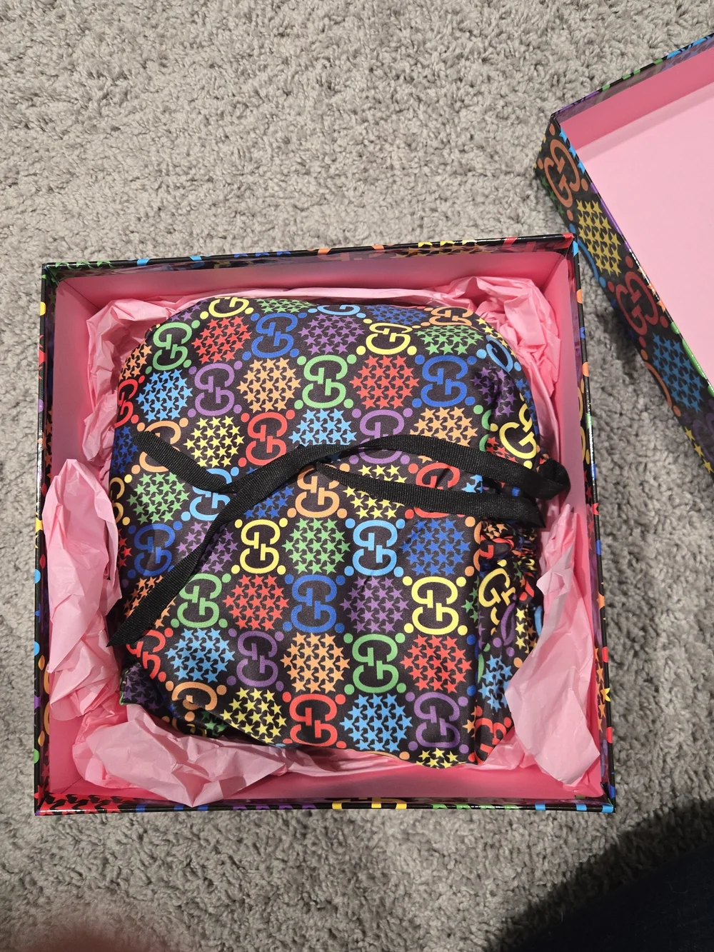 Gucci Multicolor GG Psychedelic Mini Messenger Bag with Black Trim